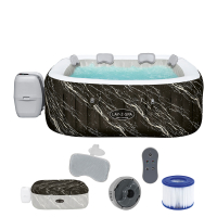 Bestway LAY-Z-SPA LED-Whirlpool Hollywood AirJet für 6 Personen 180 x 180 x 66 cm, Marmor-Optik (Marquinia)