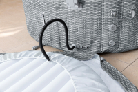 Bestway LAY-Z-SPA Energiespar-Whirlpool Bali AirJet mit App-Steuerung, Durchmesser 196 x 71 cm, für 6 Personen, Rattan-Opti (Lichtgrau)