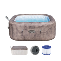 Bestway LAY-Z-SPA Energiespar-Whirlpool Rome AirJet mit App-Steuerung, für 6 Personen, 180 x 180 x 71 cm, Marmor-Optik (Braun)