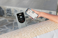 Bestway LAY-Z-SPA Energiespar-Whirlpool Rome AirJet mit App-Steuerung, für 7 Pers. 201 x 201 x 71 cm, Sandmarmor-Optik
