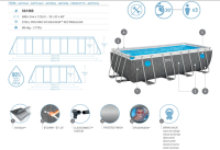 Bestway Steel Pro MAX Splashview Frame Pool Komplett-Set mit Filterpumpe  488 x 244 x 122 cm, Rattan-Optik (Schiefergrau), eckig