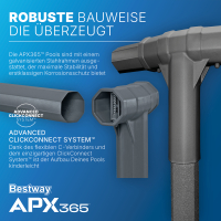 Bestway APX365 Winterfestes Frame Pool Komplett-Set mit Sandfilteranlage 549 x 274 x 132 cm, Marmor-Optik (Dunkel), eckig