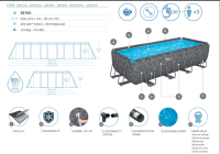 Bestway APX365 Winterfestes Frame Pool Komplett-Set mit Sandfilteranlage 549 x 274 x 132 cm, Marmor-Optik (Dunkel), eckig