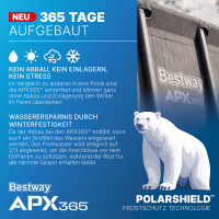 Bestway APX365 Winterfestes Frame Pool Komplett-Set mit Sandfilteranlage Durchm. 549 x 132 cm, Marmor-Optik (Dunkel), rund