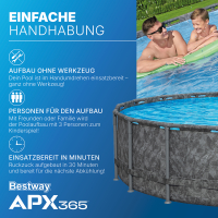 Bestway APX365 Winterfestes Frame Pool Komplett-Set mit Sandfilteranlage Durchm. 549 x 132 cm, Marmor-Optik (Dunkel), rund