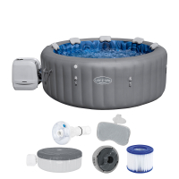 Bestway LAY-Z-SPA Energiespar-Whirlpool Santorini HydroJet Pro mit App-Steuerung, für 7 Personen Durchm. 216 x 80 cm, Graphit