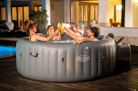 Bestway LAY-Z-SPA Energiespar-Whirlpool Santorini HydroJet Pro mit App-Steuerung, für 7 Personen Durchm. 216 x 80 cm, Graphit
