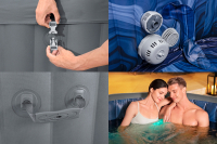 Bestway LAY-Z-SPA Energiespar-Whirlpool Santorini HydroJet Pro mit App-Steuerung, für 7 Personen Durchm. 216 x 80 cm, Graphit