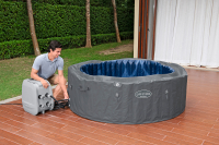Bestway LAY-Z-SPA Energiespar-Whirlpool Santorini HydroJet Pro mit App-Steuerung, für 7 Personen Durchm. 216 x 80 cm, Graphit
