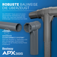 Bestway APX365 Winterfestes Frame Pool Komplett-Set, Sandfilteranlage 956 x 488 x 132 cm, Marmor-Optik (Dunkel), eckig