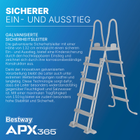 Bestway APX365 Winterfestes Frame Pool Komplett-Set, Sandfilteranlage 956 x 488 x 132 cm, Marmor-Optik (Dunkel), eckig