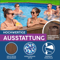 Bestway Hydrium Stahlwandpool Komplett-Set mit Sandfilteranlage 732 x 366 x 132 cm, Holz-Optik (Palisander), oval