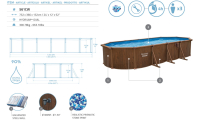 Bestway Hydrium Stahlwandpool Komplett-Set mit Sandfilteranlage 732 x 366 x 132 cm, Holz-Optik (Palisander), oval