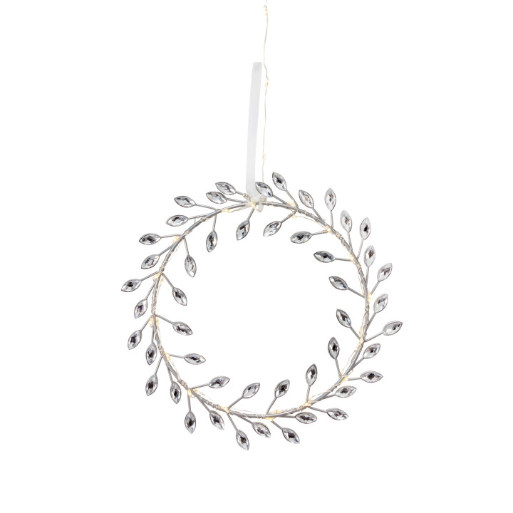 Star Trading Kranz ARIA silber, 52 warmweiße LEDs mit Timer
