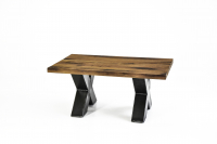 Altholz-Couchtisch HISTORIA 130 historischer Alt-Eiche + Metall