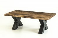 Altholz-Couchtisch HISTORIA 140 historischer Alt-Eiche + Metall