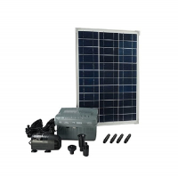 Ubbink Solarmax 1000 - Springbrunnenpumpe -Solarpaneel, Batterie inkl. Bleiakkuspeicher 12V, 7Ah, Qmax(l/h) 980/1350, 20W, Hmax(m) 0,90/2,10 - Vulkan und Wasserglocke