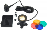 Ubbink AQUALIGHT 60 LED - Unterwasser Leuchte, 4 Farbscheiben pro Leuchte, Trafo 230VAC/12V, MR16 60 SMD warmweiß - 330 Lumen, EEK A+, 5W