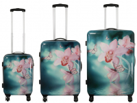 monopol Kofferset 3 tlg. Trolleyset Reisekoffer Hartschale Orchidee