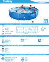 Bestway 56416 Frame Pool Steel Pro Set mit Filterpumpe 366 x 76 cm