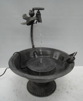 Metall-Brunnen Gartenbrunnen 2 VÖGEL mit Wasserspiel + Elektropumpe
