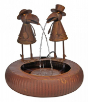 Metall-Brunnen Gartenbrunnen 2 Raben mit Wasserspiel + Elektropumpe