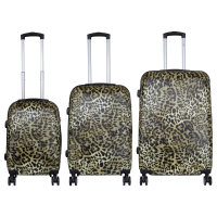 Kofferset 3 tlg. Trolleyset Reisekoffer ABS - Hartschale LEOPARD