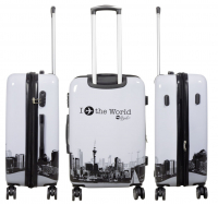 Kofferset 3tlg Reisekoffer Polycarbonat Hartschale Fly the world weiß