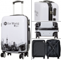 Kofferset 3tlg Reisekoffer Polycarbonat Hartschale Fly the world weiß