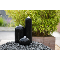 Wasserspiel Arezzo - mit 3 Säulen und LED, schwarz, Gartenbrunnen