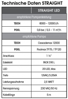 Ubbink Straight LED - Wasserfall, Inox 316L, 20 LEDs blau