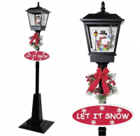 Christmas Paradise Schneiende LED Laterne 180 cm, schwarz mit Schneemann