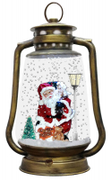 Christmas Paradise Schneiende LED Laterne 35 cm Motiv Santa gold INNEN