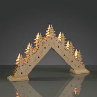 Hellum LED-Leuchter Holz Bäume 7 BS warmweiß/natur innen