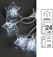 Hellum LED-Lichterkette Sterne 24 BS weiß/transparent
