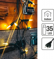 Hellum LED-Lichterkette Pisello 35 BS warmweiß/grün innen