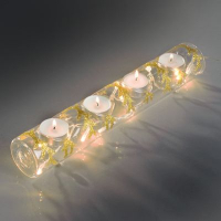 Hellum Glaskerzenhalter m. LED-Lichterkette warmweiß/gold innen