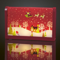Hellum LED-Bild Tisch Weihnachtsmann m. Schlitten rot 4 BS warmw.