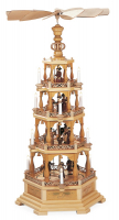 Müller-Kleinkunst aus dem Erzgebirge® seit 1899 Pyramide Heilige Geschichte 4-stöckig, natur