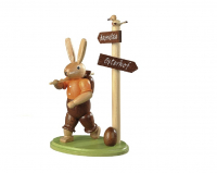 Hase Wanderer am Wegweiser