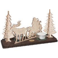 SAICO - Teelichthalter Weihnachtsmann mit Schlitten im Wald