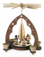 Pyramide Geschenkeengel Spitzbogen Spanbaum 1-Stöckig, Natur, 22x15x28cm