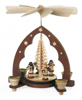 Pyramide Musikantenengel Spitzbogen Spanbaum 1-Stöckig, Natur, 22x15x28cm