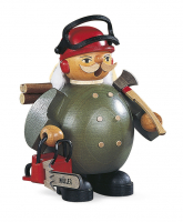 Räuchermann, Klein Waldarbeiter Mit Motorsäge, 12x14cm